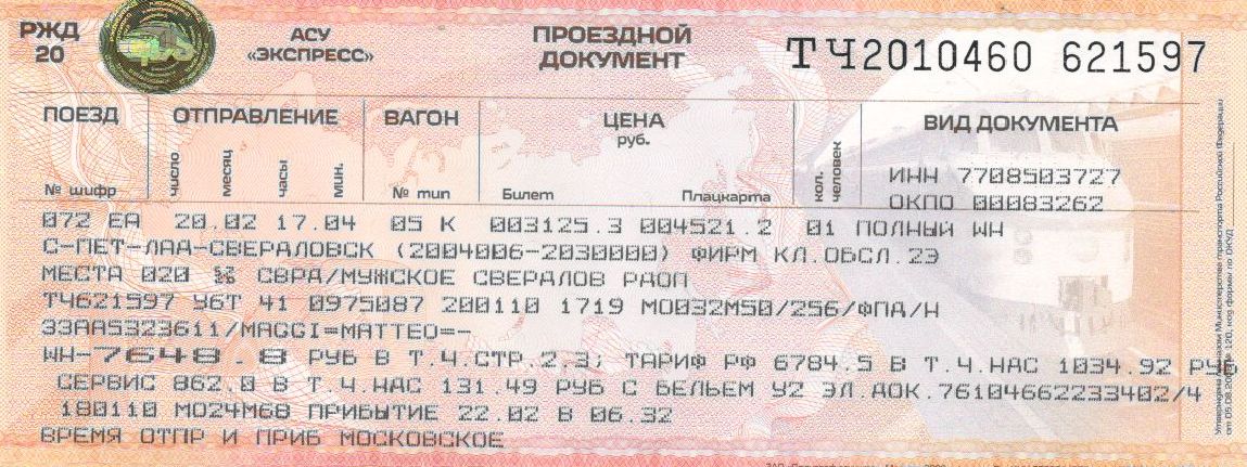 Train ticket