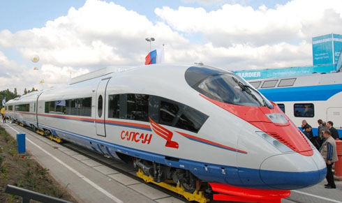 Russian trains: trains between St.Petersburg and Moscow - high-speed express day train Sapsan